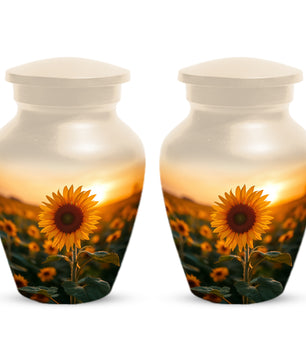 Sunflower Urn for Ashes - Personalized Sunset Memorial for Mom | Custom Funeral Urns for Mother