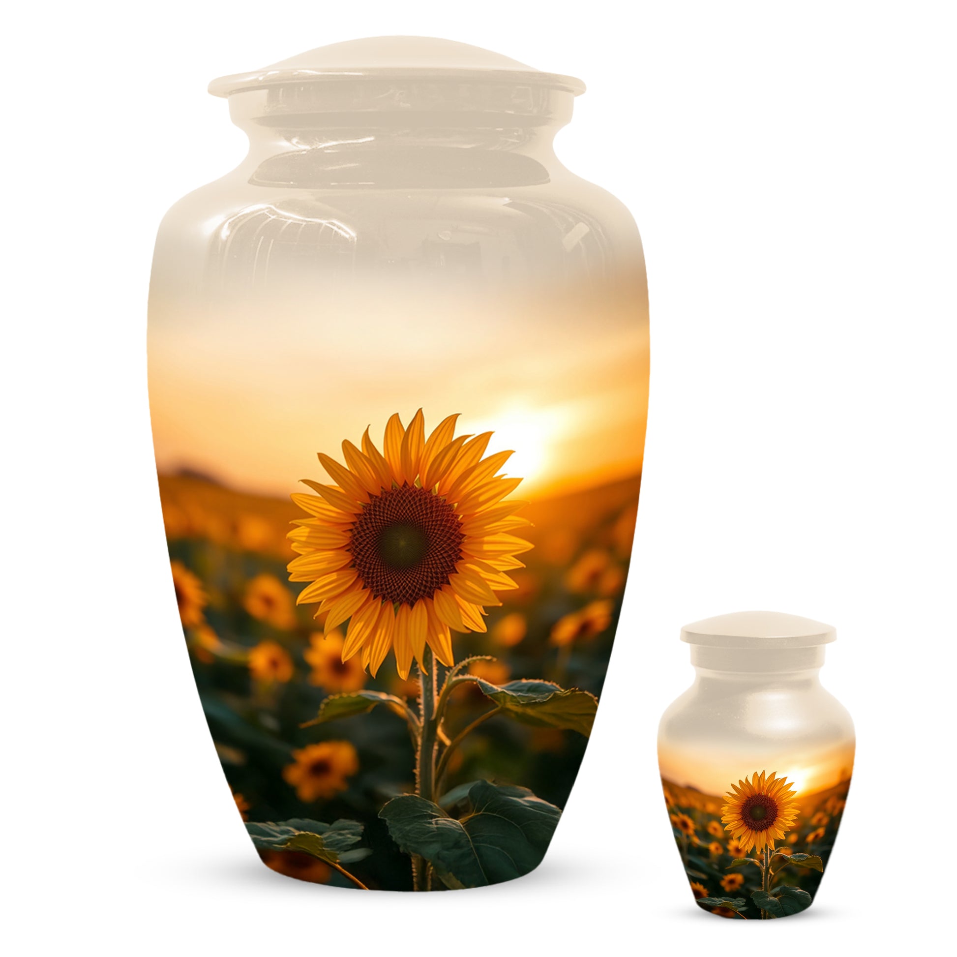 Sunflower Urn for Ashes - Personalized Sunset Memorial for Mom | Custom Funeral Urns for Mother