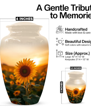 Sunflower Urn for Ashes - Personalized Sunset Memorial for Mom | Custom Funeral Urns for Mother