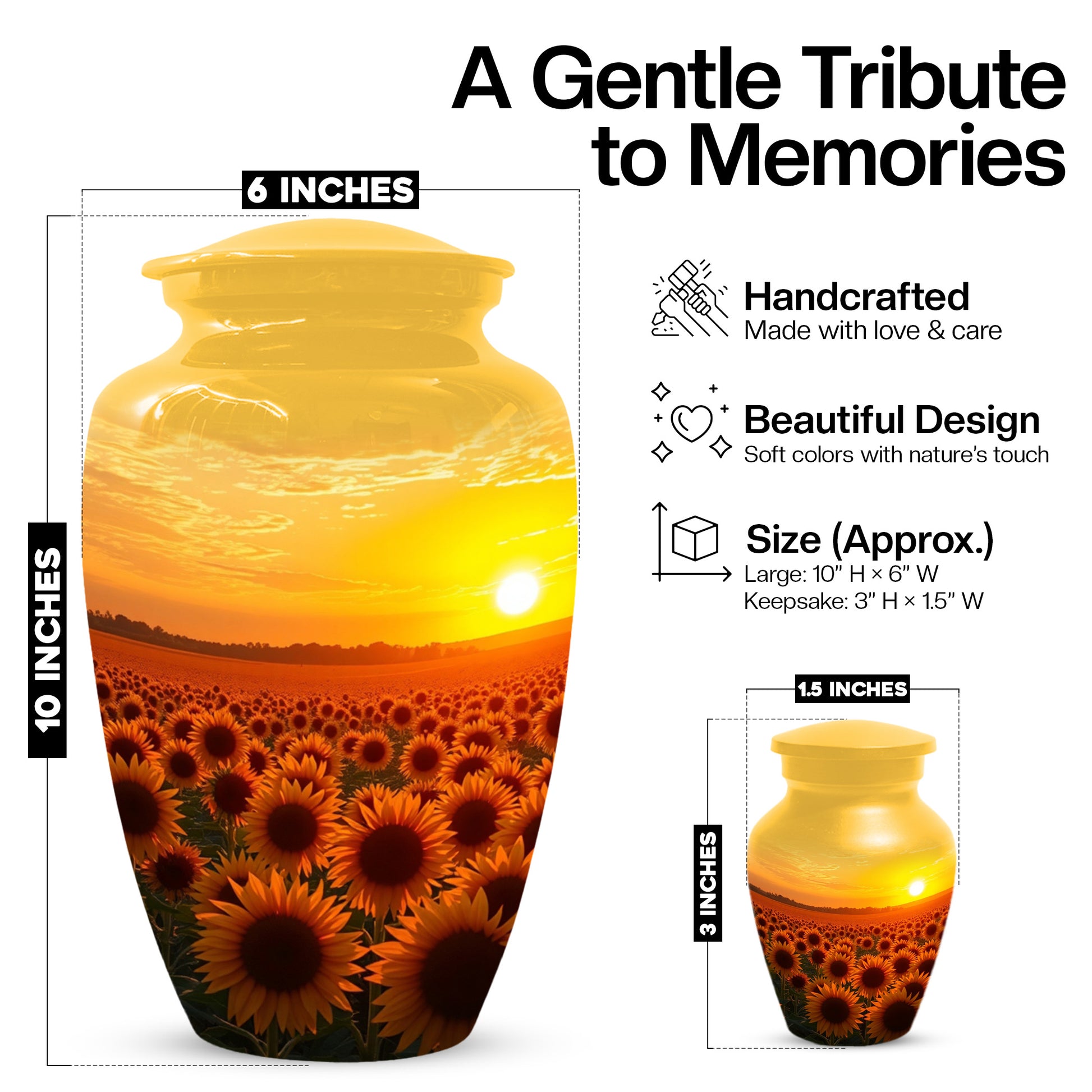 Sunflower Urn for Mom – Custom Sunflower Cremation Urn for Ashes