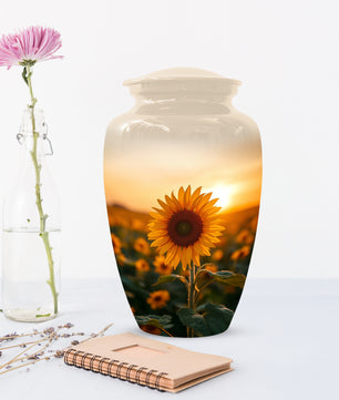 Sunflower Urn for Ashes - Personalized Sunset Memorial for Mom | Custom Funeral Urns for Mother