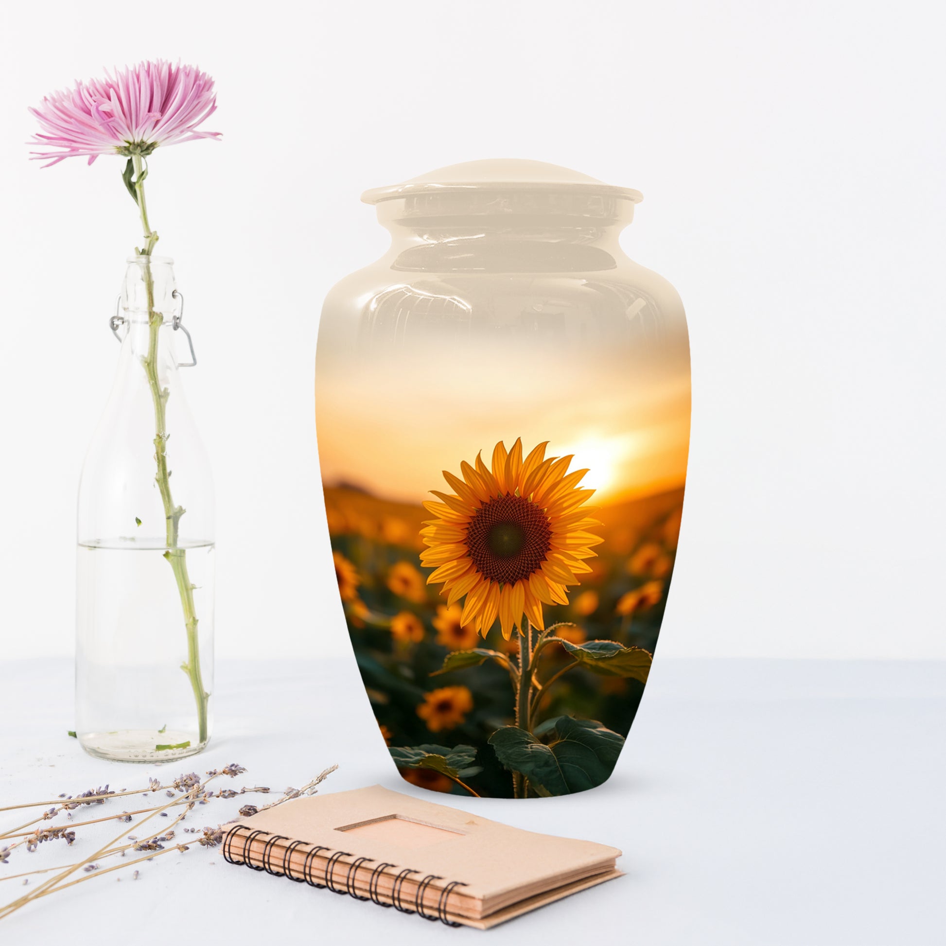 Sunflower Urn for Ashes - Personalized Sunset Memorial for Mom | Custom Funeral Urns for Mother