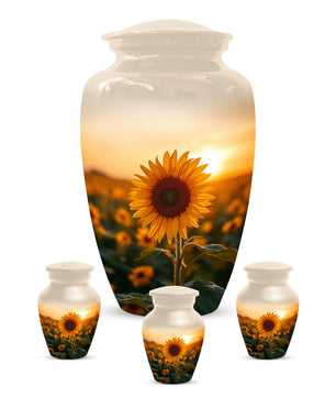 Sunflower Urn for Ashes - Personalized Sunset Memorial for Mom | Custom Funeral Urns for Mother