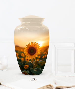 Sunflower Urn for Ashes - Personalized Sunset Memorial for Mom | Custom Funeral Urns for Mother