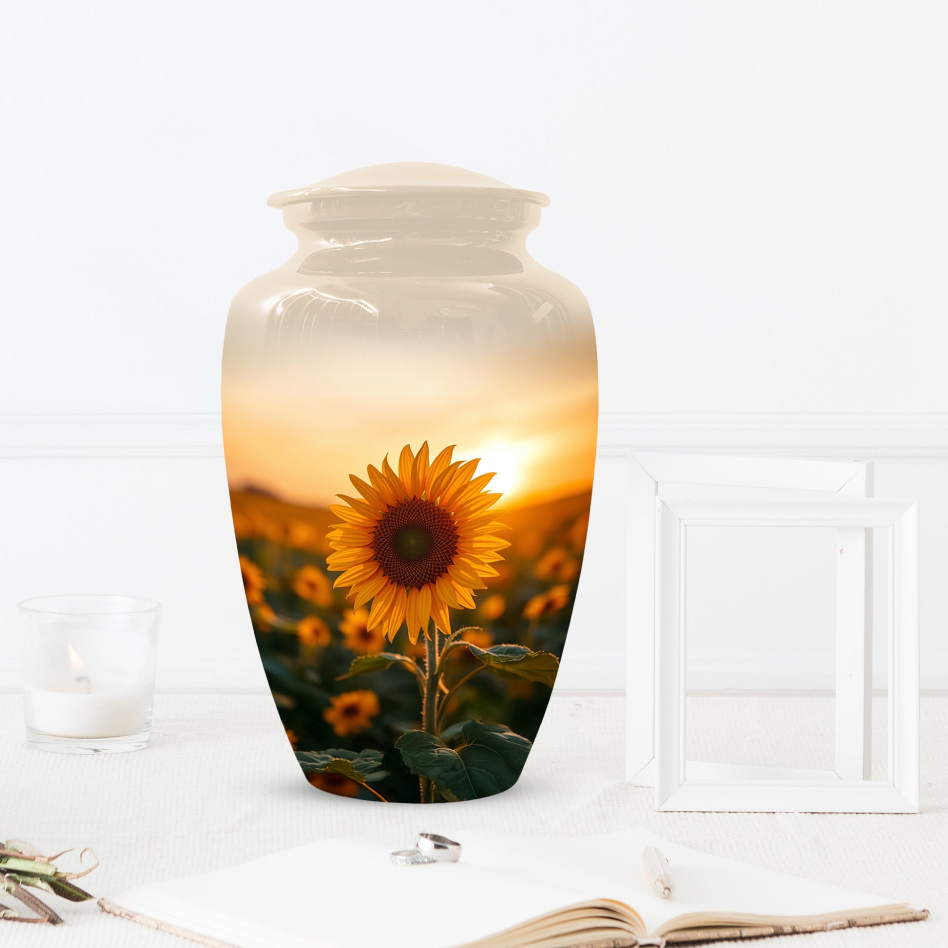 Sunflower Urn for Ashes - Personalized Sunset Memorial for Mom | Custom Funeral Urns for Mother