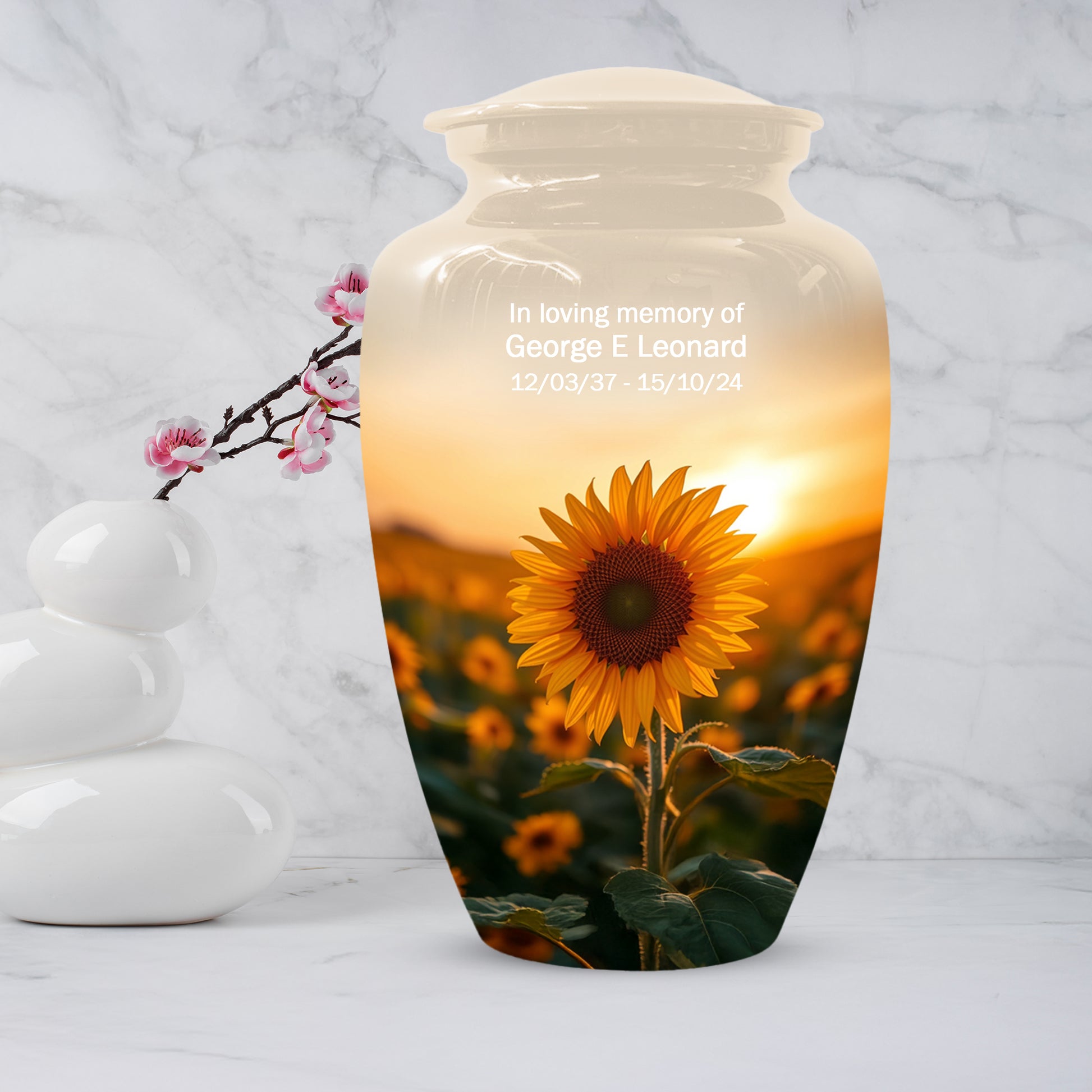 Sunflower Urn for Ashes - Personalized Sunset Memorial for Mom | Custom Funeral Urns for Mother