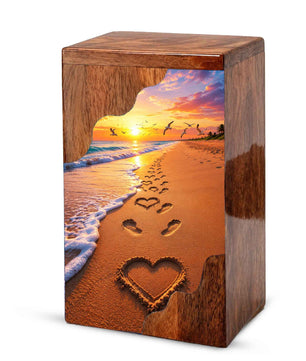 Tropical Beach Urn For Human Ashes – Ocean Heart Keepsake For Mom and Dad