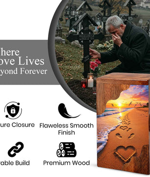 Tropical Beach Urn For Human Ashes – Ocean Heart Keepsake For Mom and Dad
