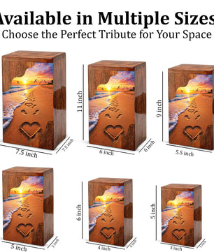 Tropical Beach Urn For Human Ashes – Ocean Heart Keepsake For Mom and Dad