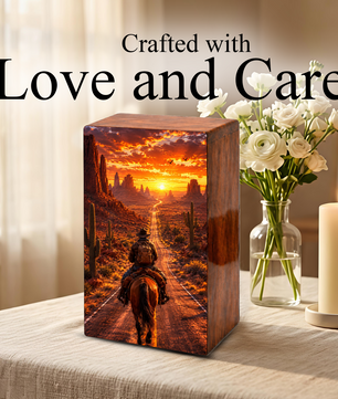 Cowboy Urn For Ashes Male - Cowboys Cremation Large Keepsake Urns For Dad