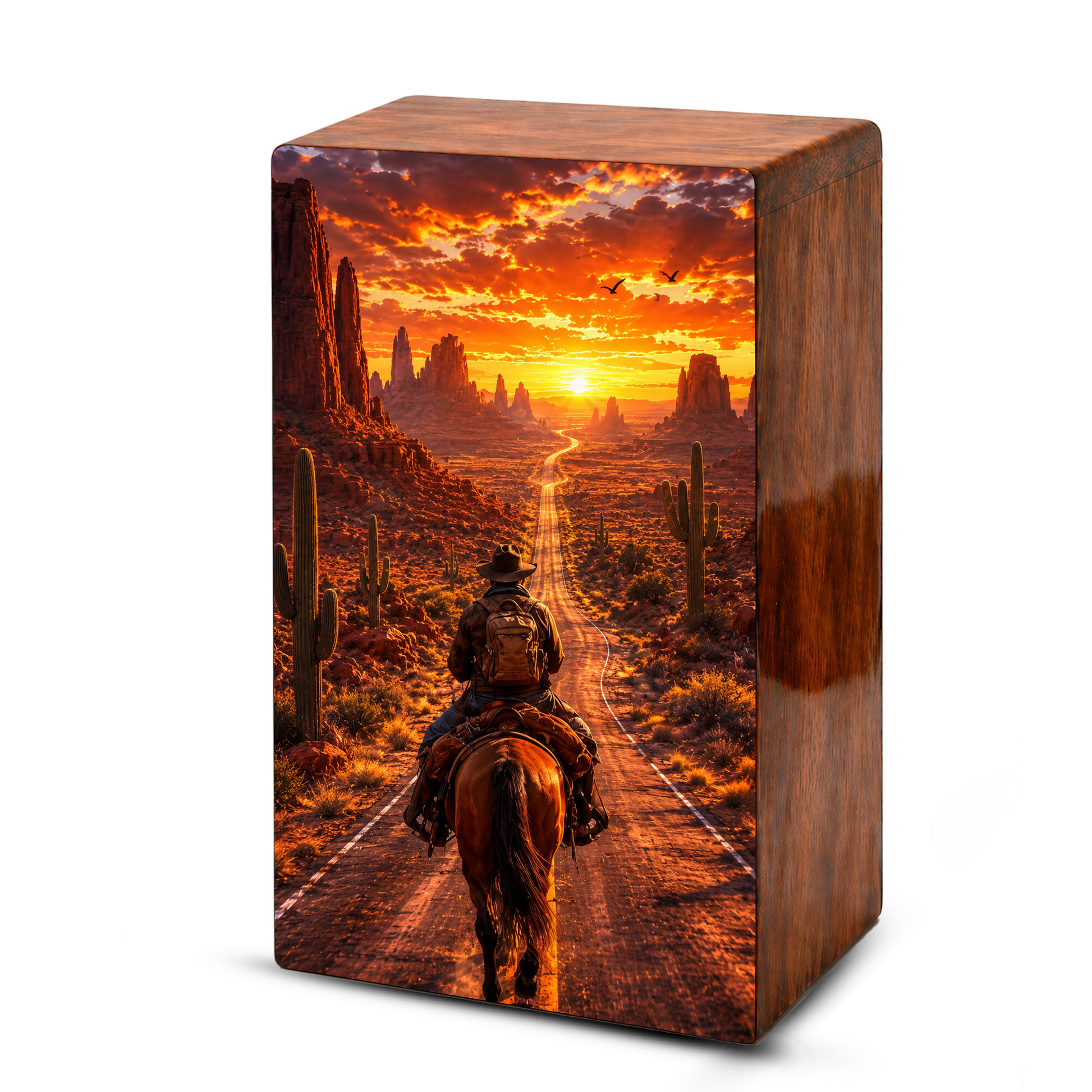 Cowboy Urn For Ashes Male - Cowboys Cremation Large Keepsake Urns For Dad