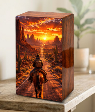 Cowboy Urn For Ashes Male - Cowboys Cremation Large Keepsake Urns For Dad