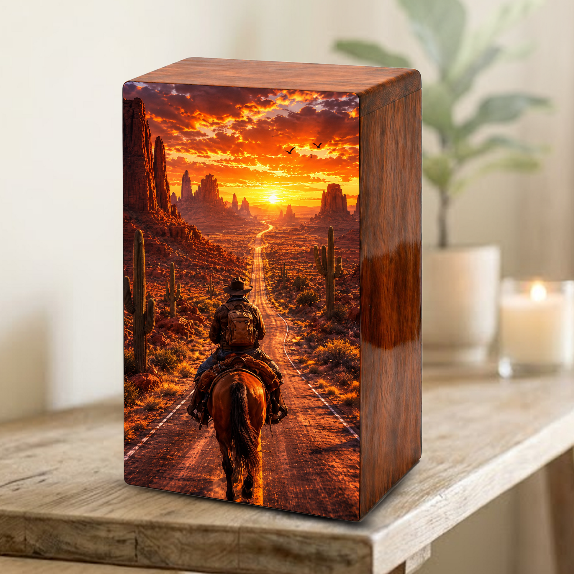 Cowboy Urn For Ashes Male - Cowboys Cremation Large Keepsake Urns For Dad