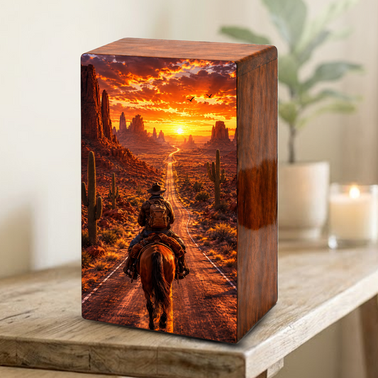Cowboy Urn For Ashes Male - Cowboys Cremation Large Keepsake Urns For Dad