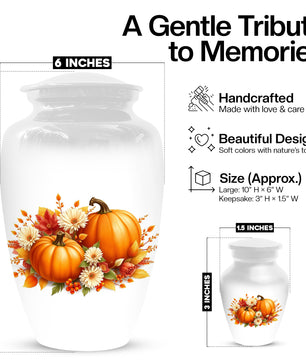 Pumpkin Floral Urn for Mom – Personalized Autumn Cremation Urns for Ashes