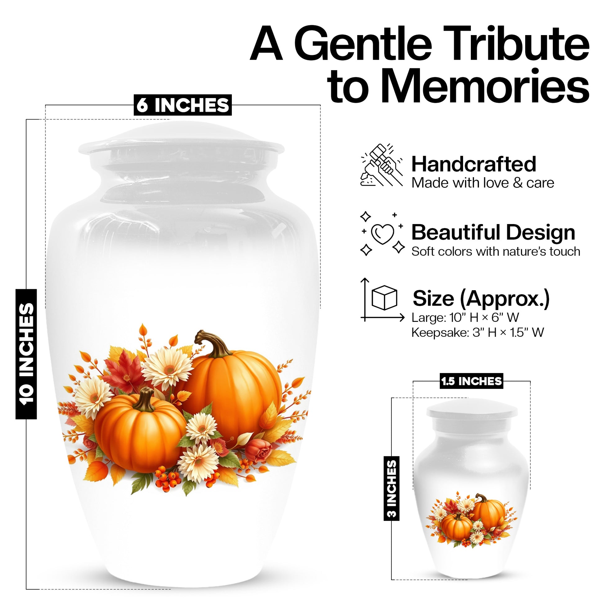Pumpkin Floral Urn for Mom – Personalized Autumn Cremation Urns for Ashes
