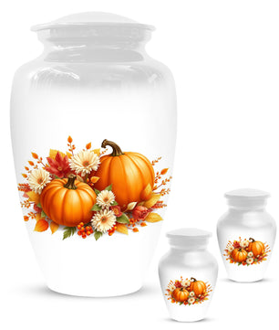 Pumpkin Floral Urn for Mom – Personalized Autumn Cremation Urns for Ashes