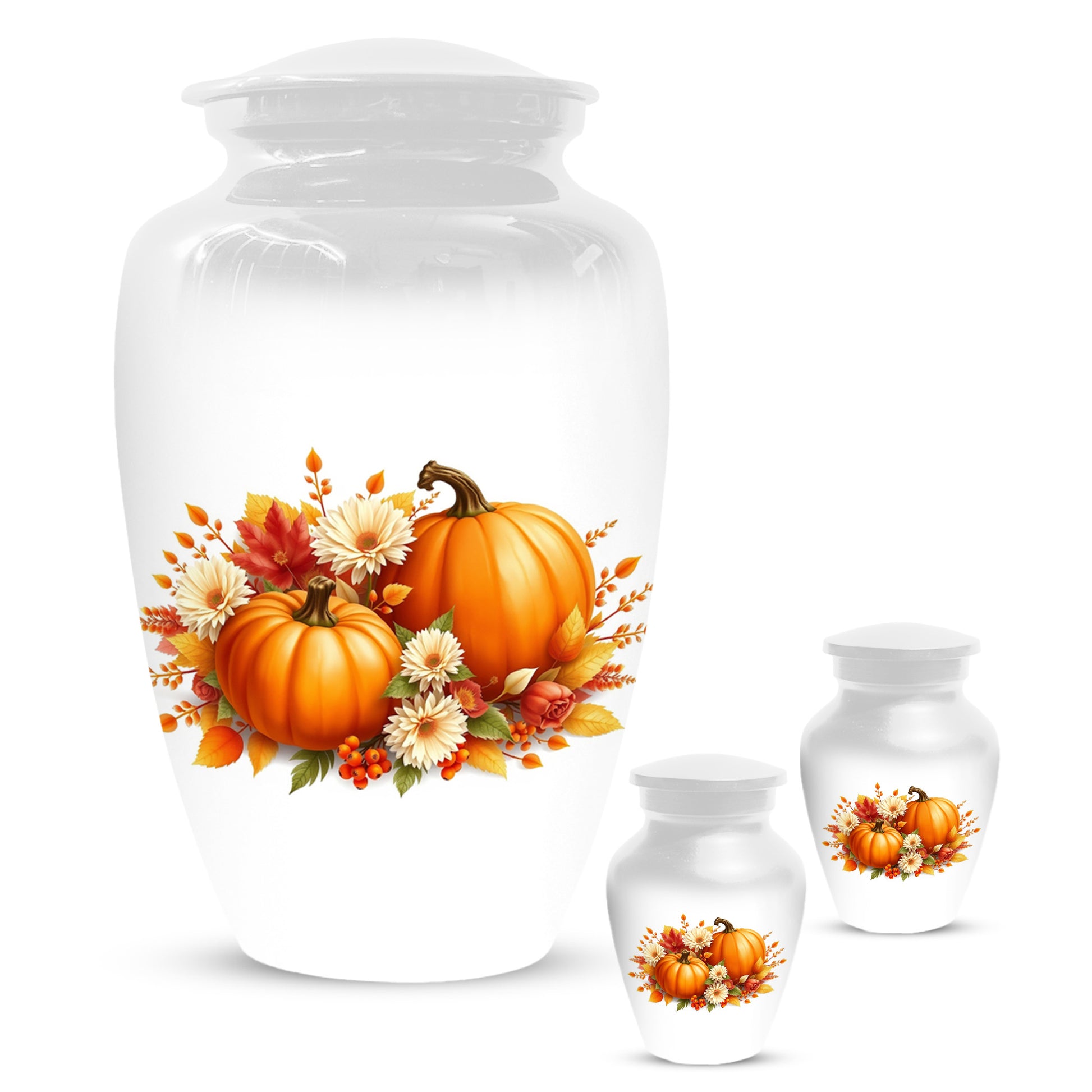 Pumpkin Floral Urn for Mom – Personalized Autumn Cremation Urns for Ashes