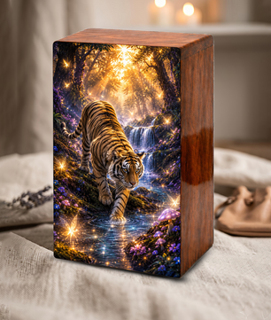 Tiger Urn For Ashes Male - Forest Animal Large Keepsake Urns For Adults