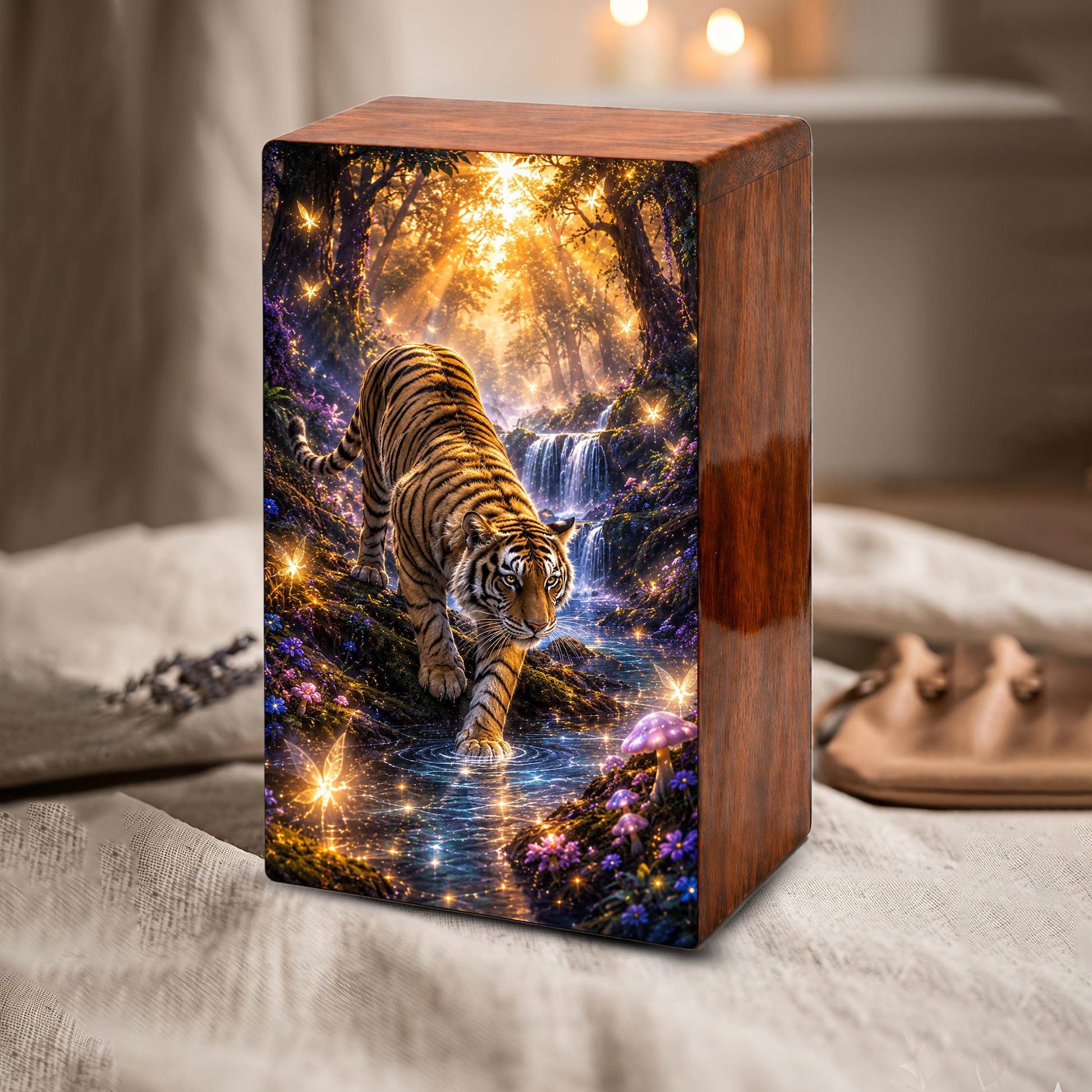 Tiger Urn For Ashes Male - Forest Animal Large Keepsake Urns For Adults