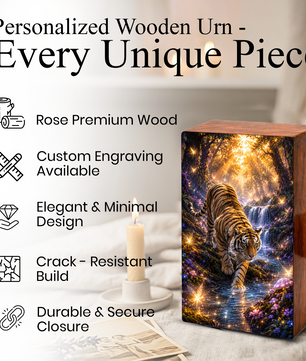 Tiger Urn For Ashes Male - Forest Animal Large Keepsake Urns For Adults