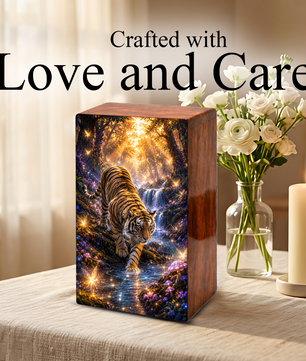 Tiger Urn For Ashes Male - Forest Animal Large Keepsake Urns For Adults