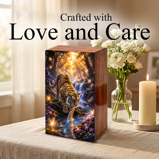 Tiger Urn For Ashes Male - Forest Animal Large Keepsake Urns For Adults