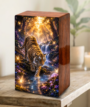 Tiger Urn For Ashes Male - Forest Animal Large Keepsake Urns For Adults