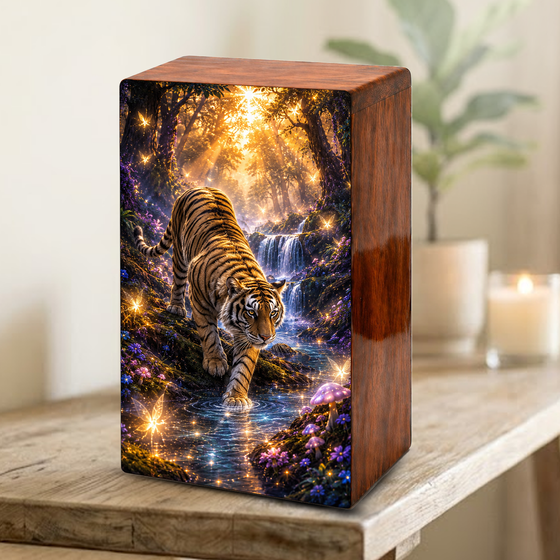 Tiger Urn For Ashes Male - Forest Animal Large Keepsake Urns For Adults