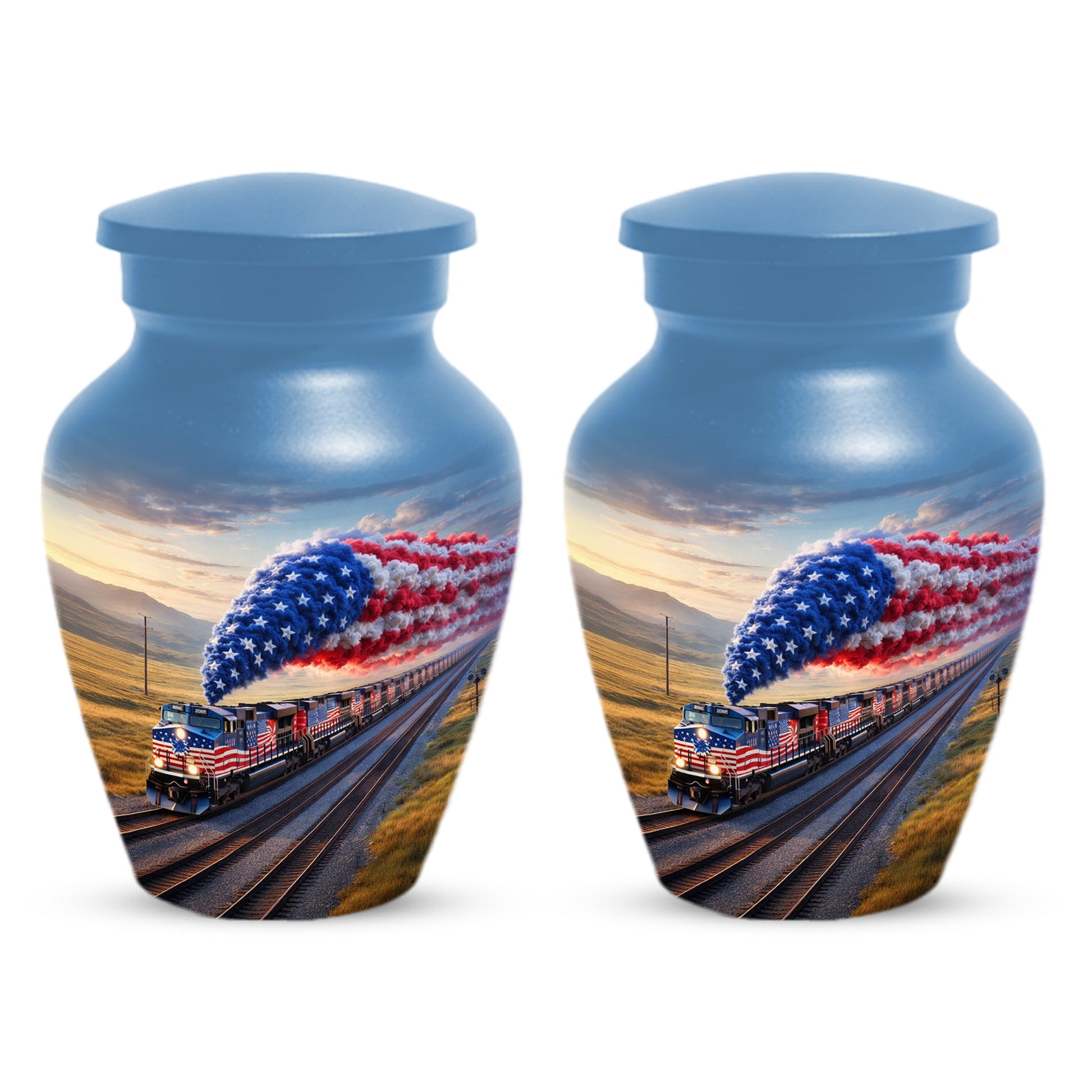Patriotic Train Urn for Ashes - American Flag Cremation Urns for Dad