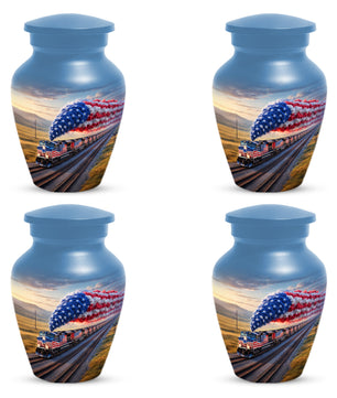Patriotic Train Urn for Ashes - American Flag Cremation Urns for Dad