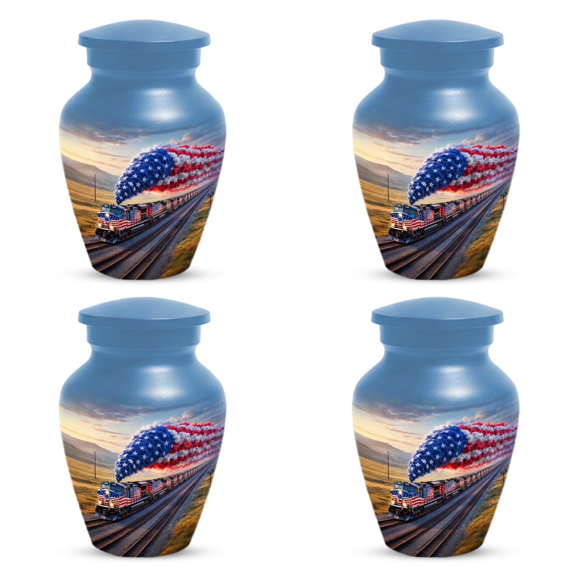 Patriotic Train Urn for Ashes - American Flag Cremation Urns for Dad