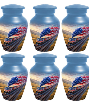 Patriotic Train Urn for Ashes - American Flag Cremation Urns for Dad