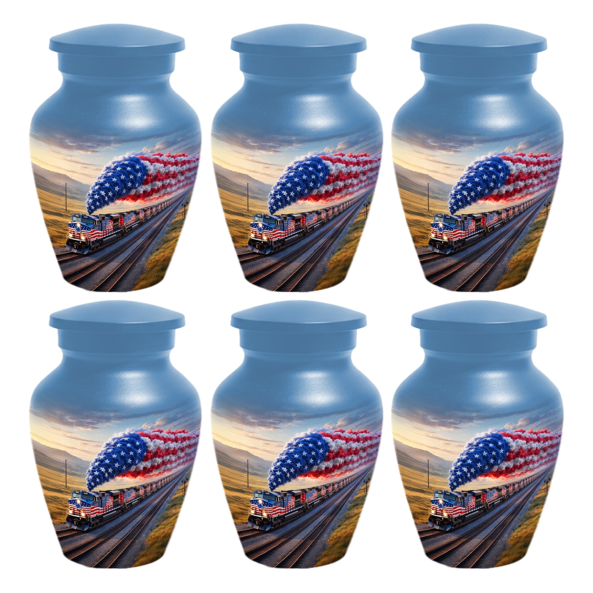 Patriotic Train Urn for Ashes - American Flag Cremation Urns for Dad