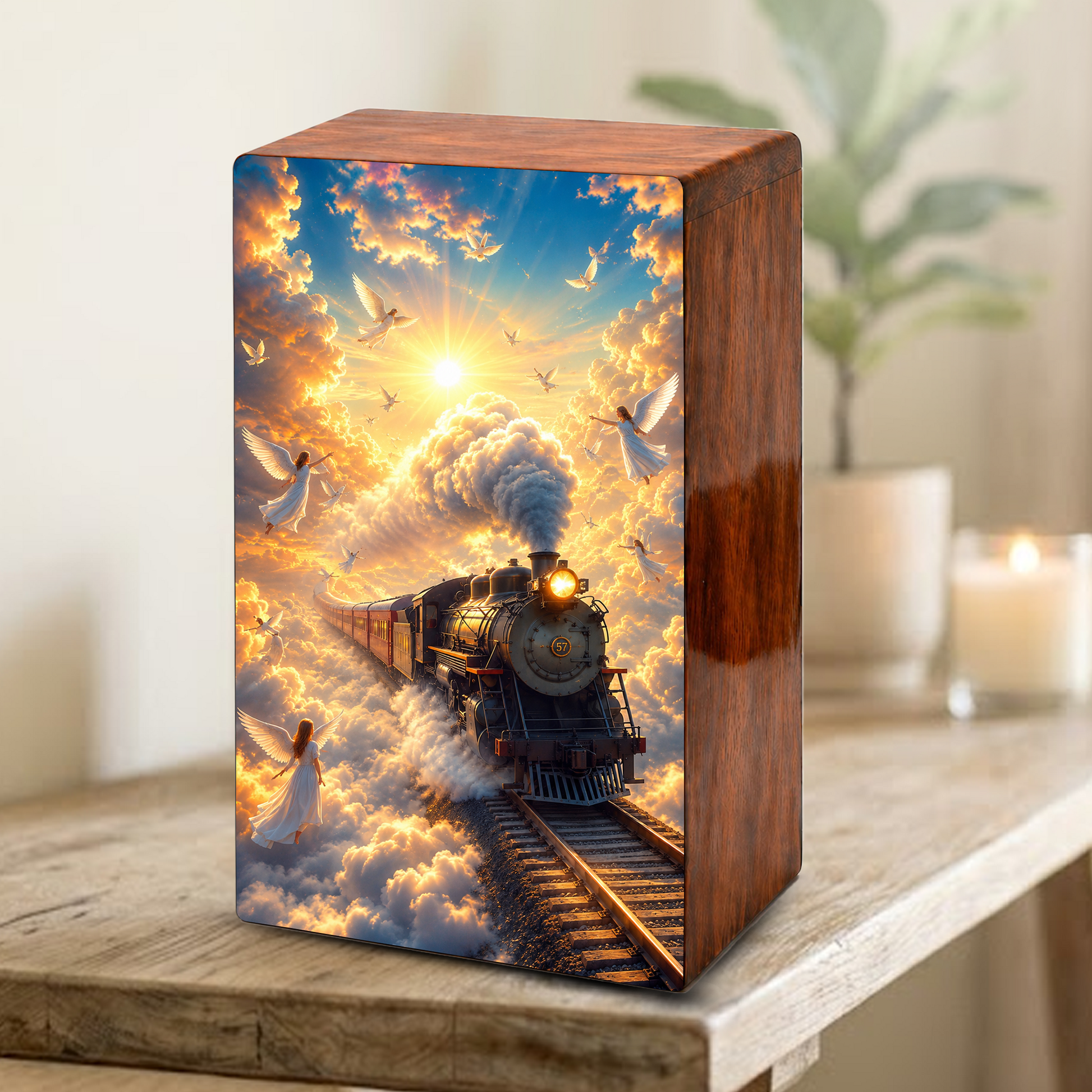 Train Urn For Human Ashes - Heavenly Guardian Angel Memorial Urns For Adults