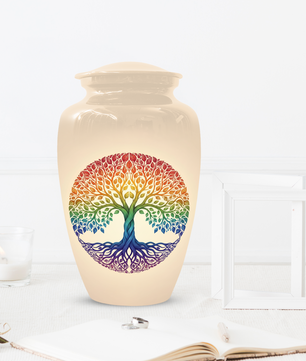 Rainbow Tree of Life Cremation Urns for Ashes –  Full Size Memorial Urn for Human Ashes,