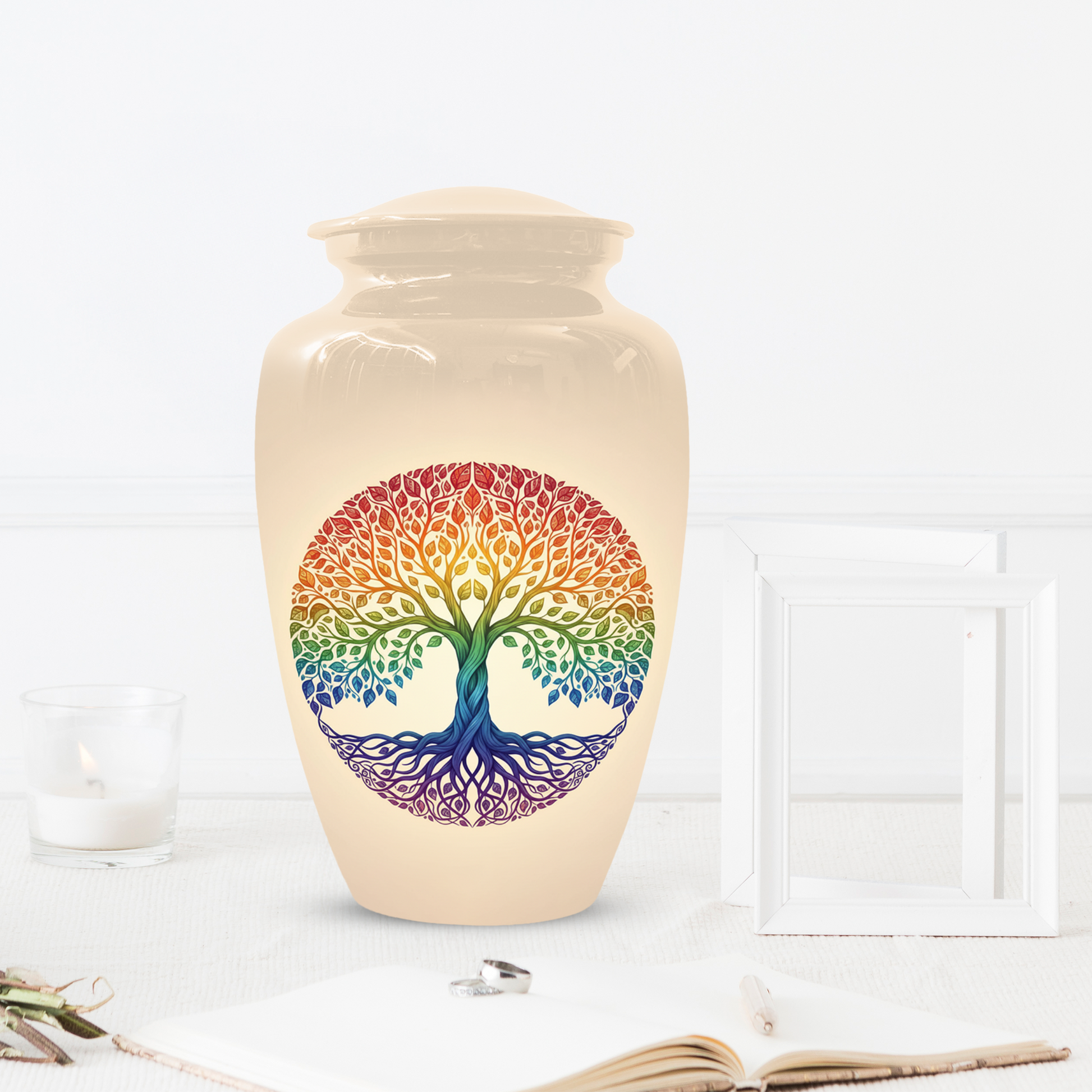 Rainbow Tree of Life Cremation Urns for Ashes –  Full Size Memorial Urn for Human Ashes,