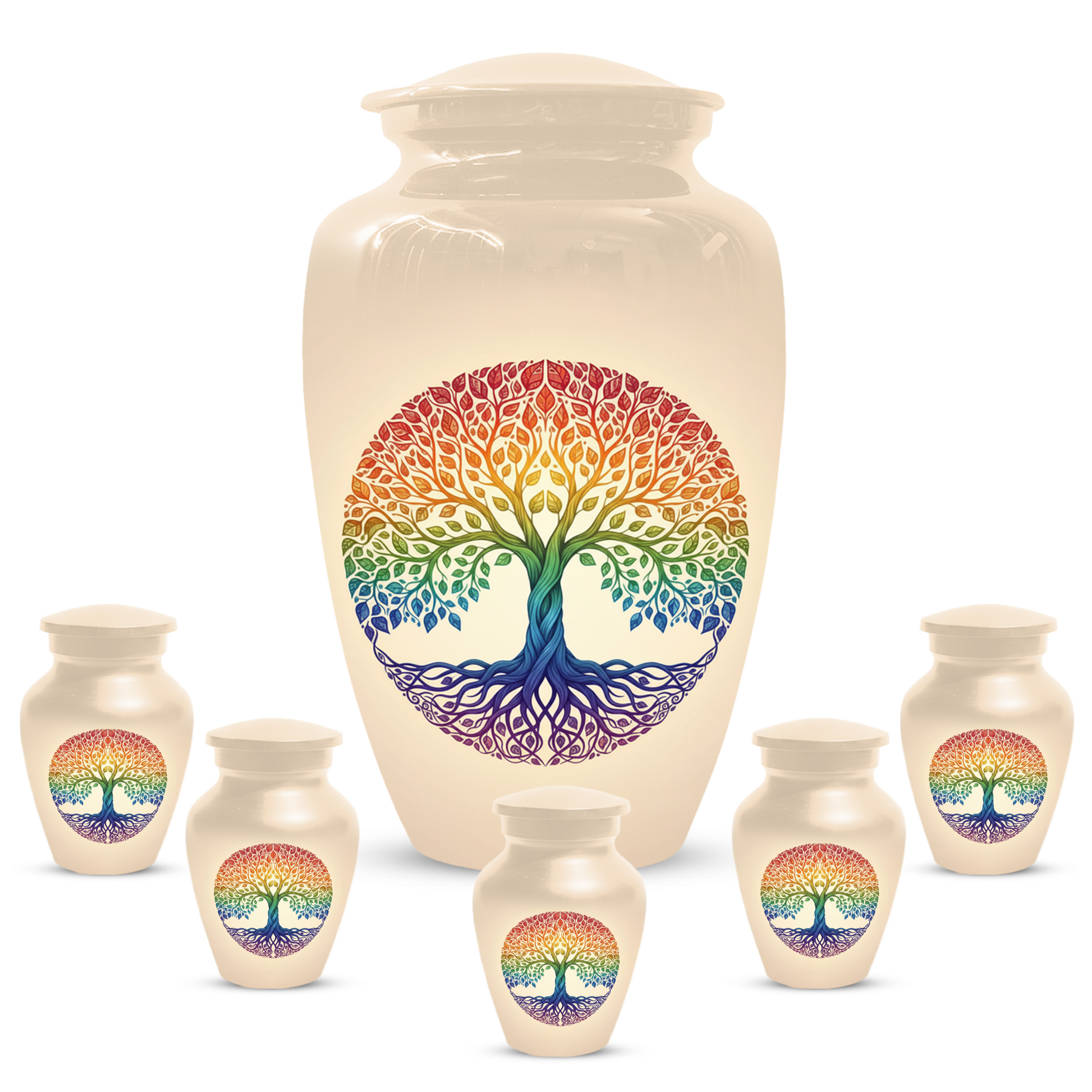 Rainbow Tree of Life Cremation Urns for Ashes –  Full Size Memorial Urn for Human Ashes,