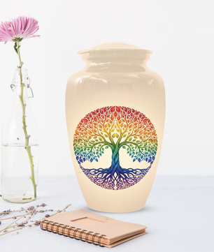 Rainbow Tree of Life Cremation Urns for Ashes –  Full Size Memorial Urn for Human Ashes,