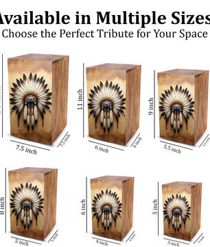 Native American Urn For Ashes - Tribal Keepsake Urns Box For Male