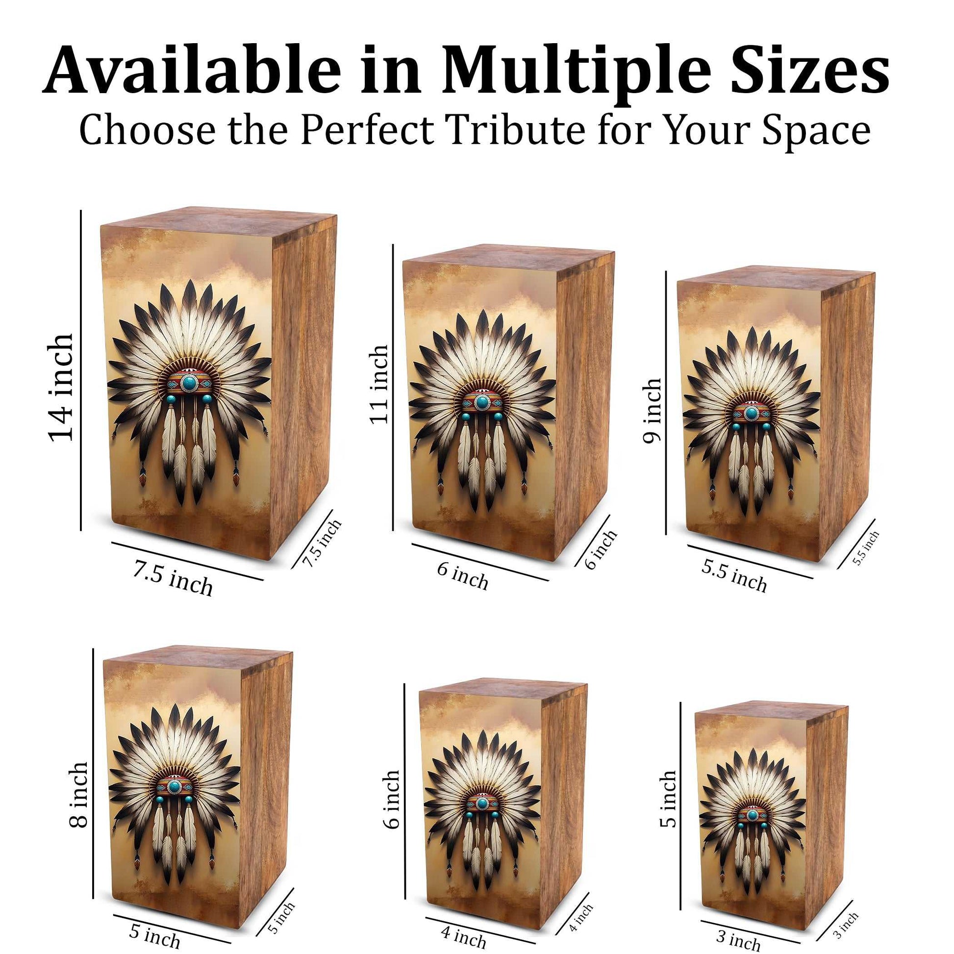 Native American Urn For Ashes - Tribal Keepsake Urns Box For Male