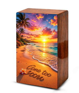 Sunset Beach Cremation Urn For Ashes - Gone Too Soon Keepsake Box For Cremains