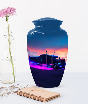 Personalized Semi Truck Urn for Dad – Custom Truck Driver Cremation Urns for Ashes