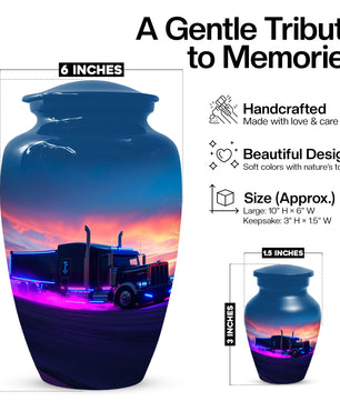 Personalized Semi Truck Urn for Dad – Custom Truck Driver Cremation Urns for Ashes