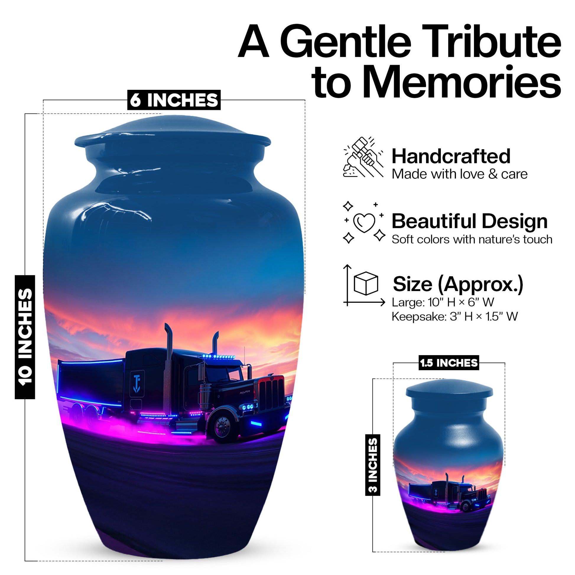 Personalized Semi Truck Urn for Dad – Custom Truck Driver Cremation Urns for Ashes