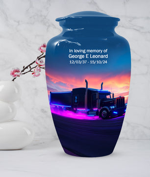 Personalized Semi Truck Urn for Dad – Custom Truck Driver Cremation Urns for Ashes