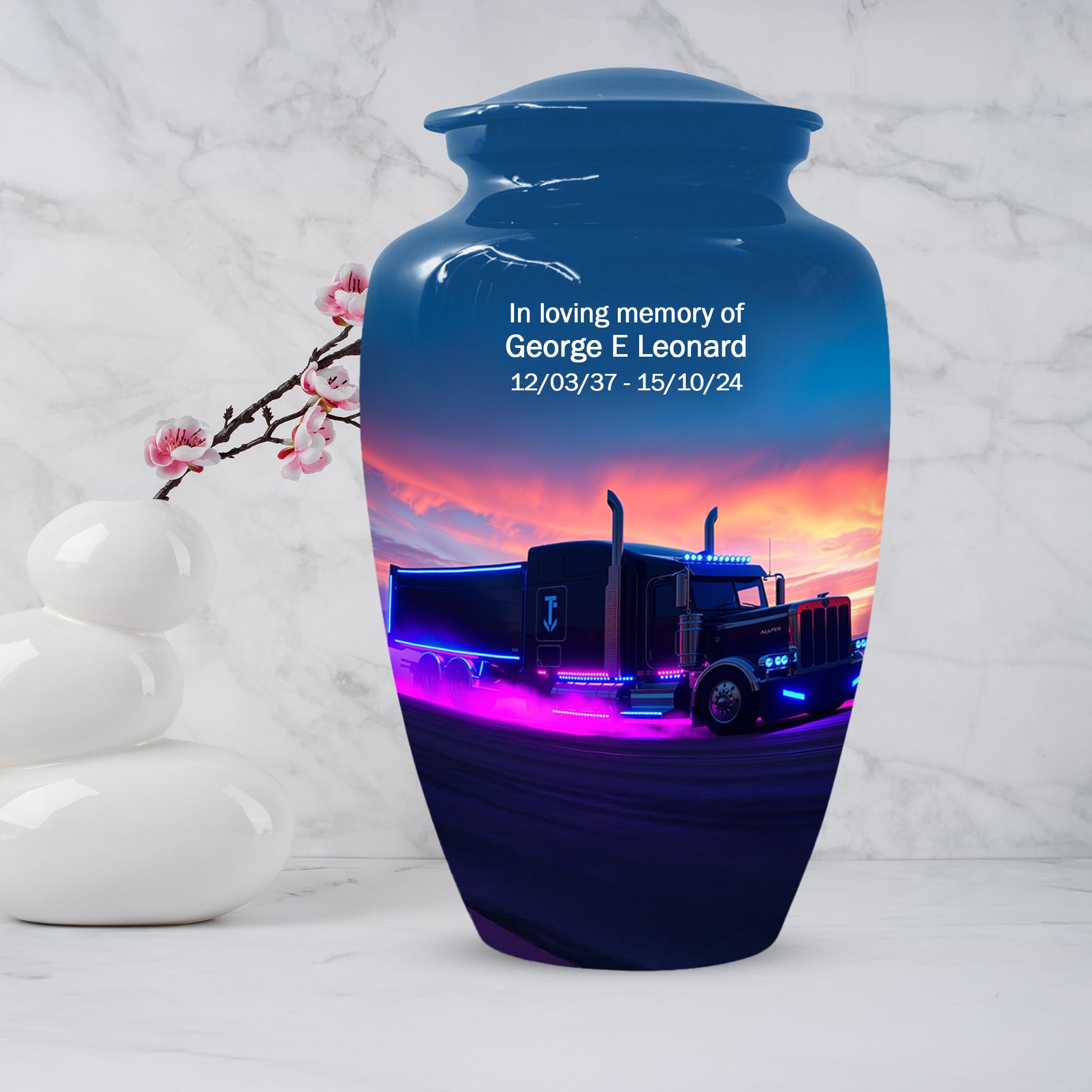 Personalized Semi Truck Urn for Dad – Custom Truck Driver Cremation Urns for Ashes