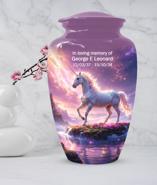 Personalized Unicorn Urn for Mom – Custom Fantasy Cremation Urn for Ashes