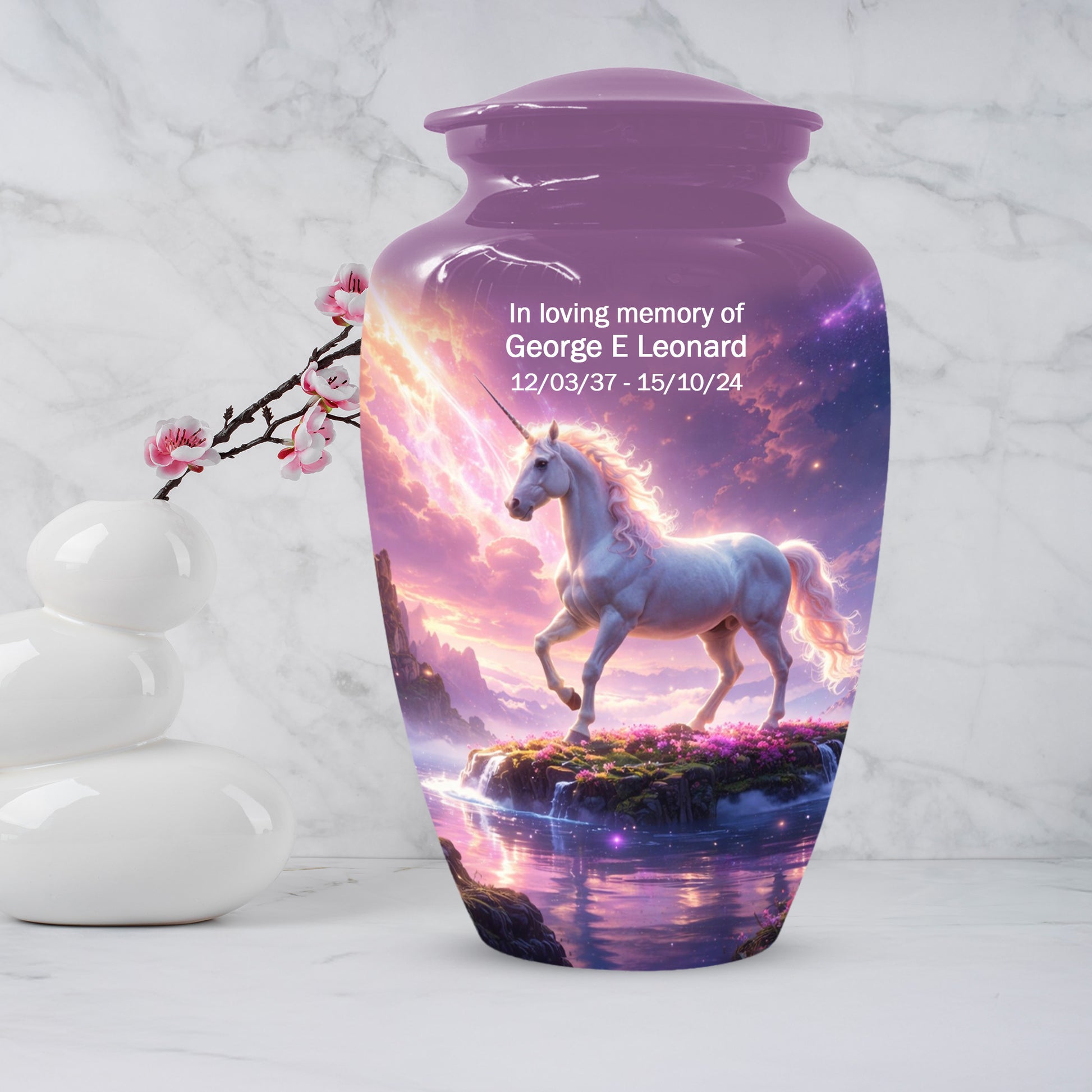 Personalized Unicorn Urn for Mom – Custom Fantasy Cremation Urn for Ashes