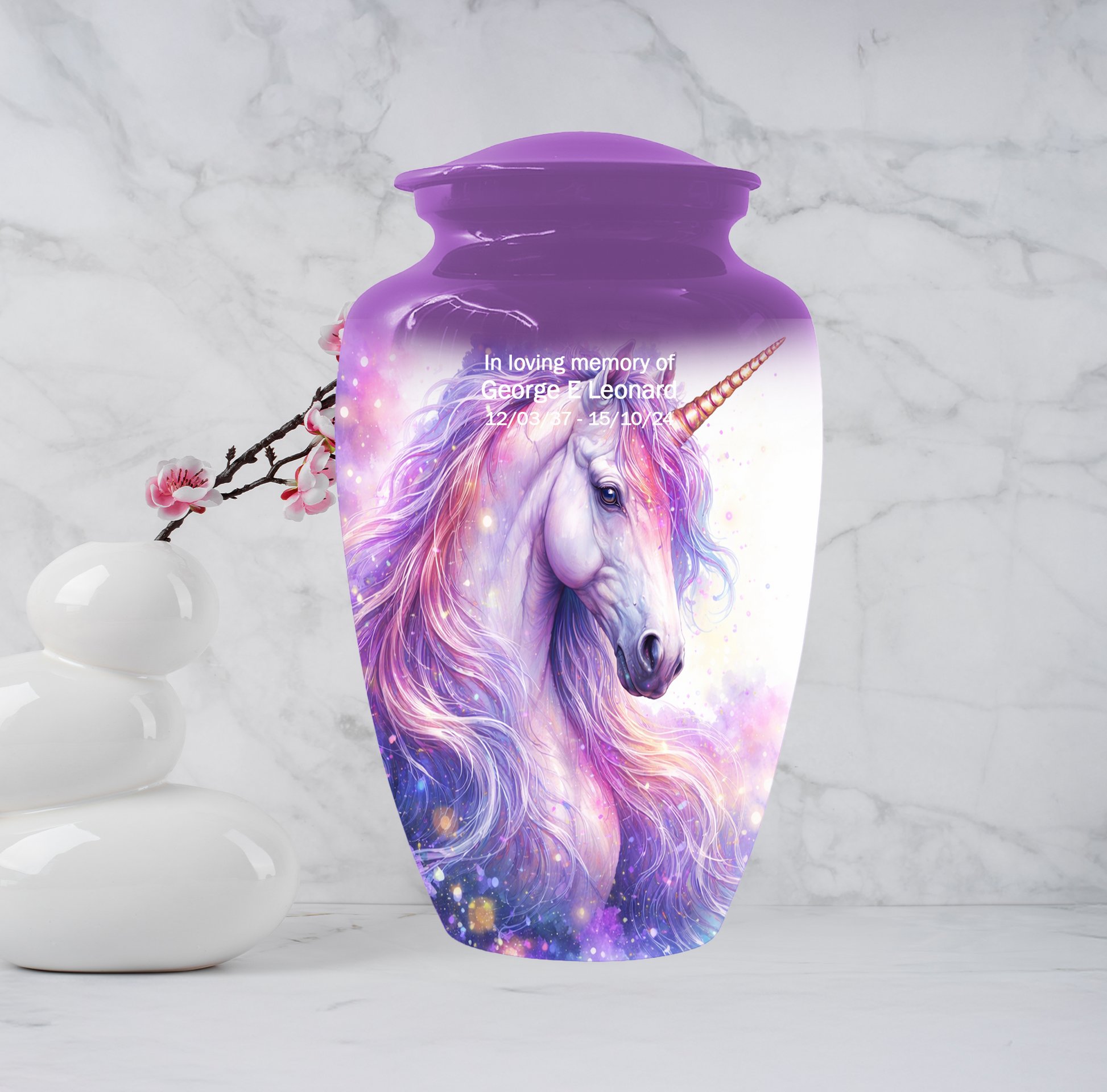 Unicorn Urn for Human Ashes, Custom Cremation Urn, Large Adult Memorial Urn
